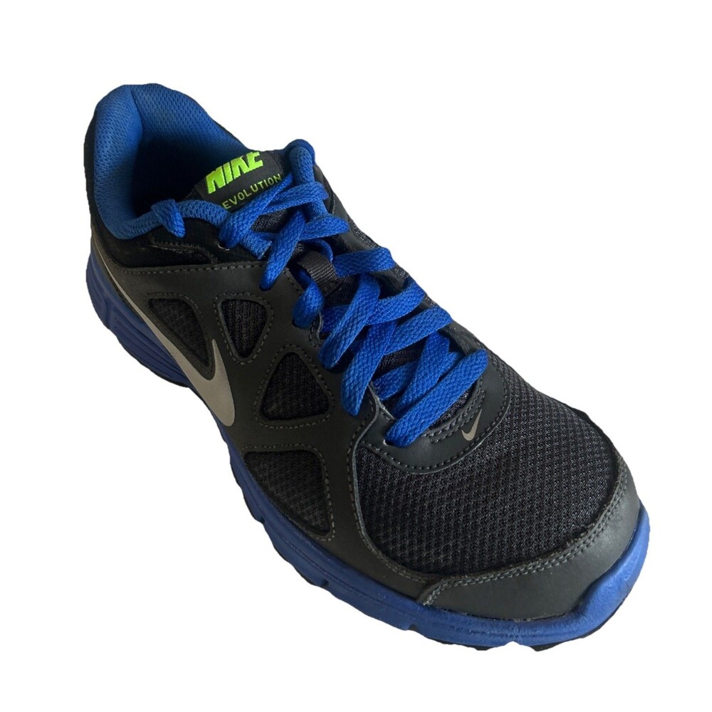 Nike Revolution  Mens Size 8.5 Running Shoes Black Blue Silver Logo 488183-010